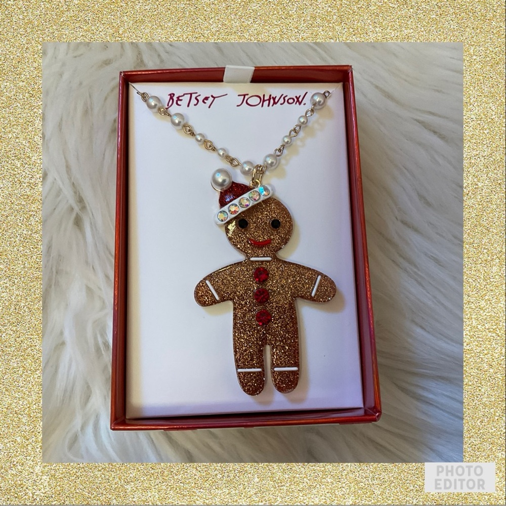 Betsey Johnson Gingerbread Pendant Long Necklace - New in Box